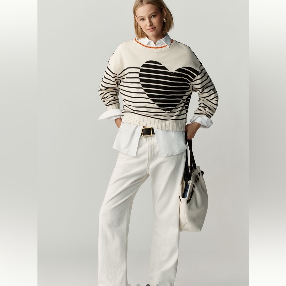 Anthropologie Maeve striped crop sweatshirt - Picture 3 of 9